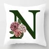 Grüner Buchstaben Floral Kissen Druck Kissenbezug Zuhause Schlafzimmer Zimmer Dekoration Wohnzimmer Sofa Kissenbezug 45x45cm