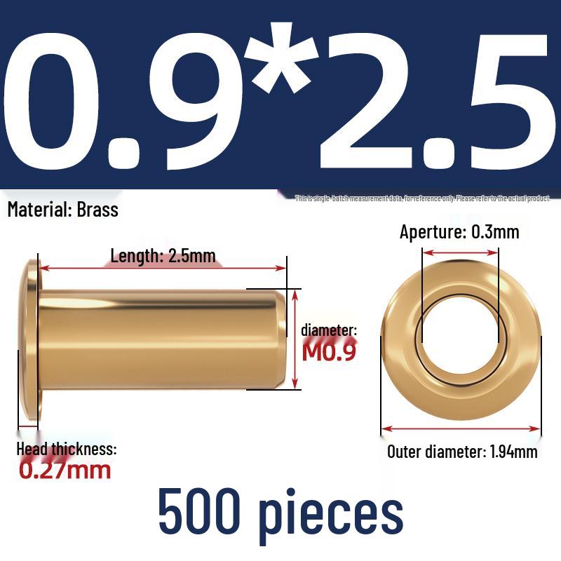 Pure Brass Hollow Rivets & Copper Eyelets Fasteners M1.3–M5
