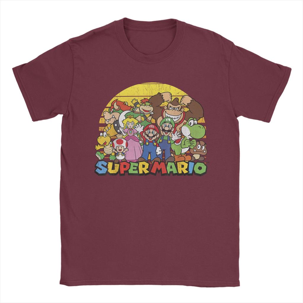 Novelty Super Marios Group Portrait TShirts for Unisex O Neck Cotton T Shirt Short Sleeve Tees Unique Tops