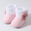 Dětské boty Unisex Dětské Hrubé Sametové Boty Mašle Květinová Dekorace Boty pro Batolata s Měkkou Podrážkou