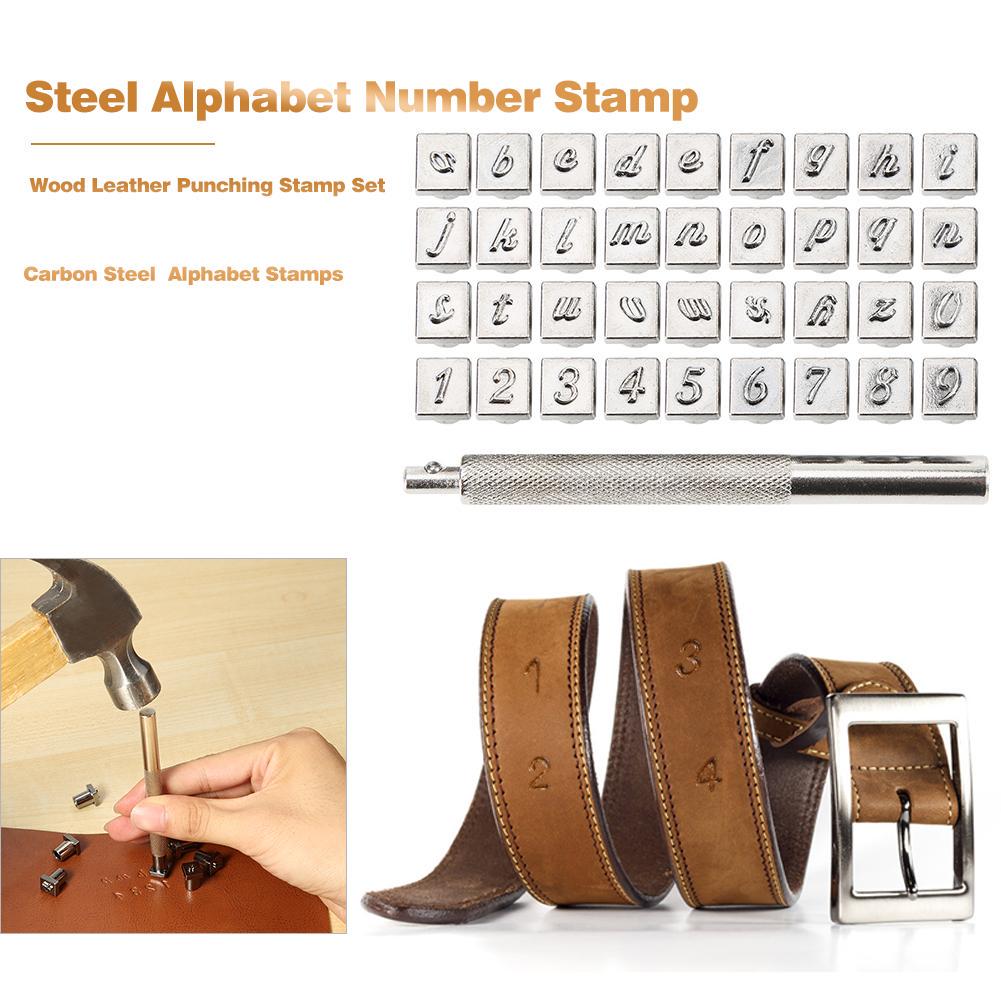 36pcs Steel Alphabet Number Stamp Punch Set for Leather Wood Craft Tools Kit Metal Leather Punch Tools Staming Leathercraft
