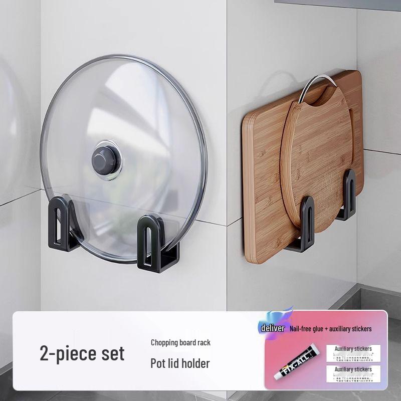 Wall-Mounted Kitchen Rack: Multi-functional Pot Lid and Cutting Board Holder