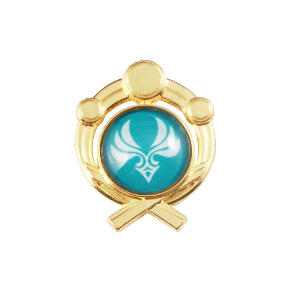Game Genshin Impact Metal Brooch Pins Primogem Xiao Mask Vision 7 Element God's Eye Weapons Luminous Badge Cosplay Prop Jewelry