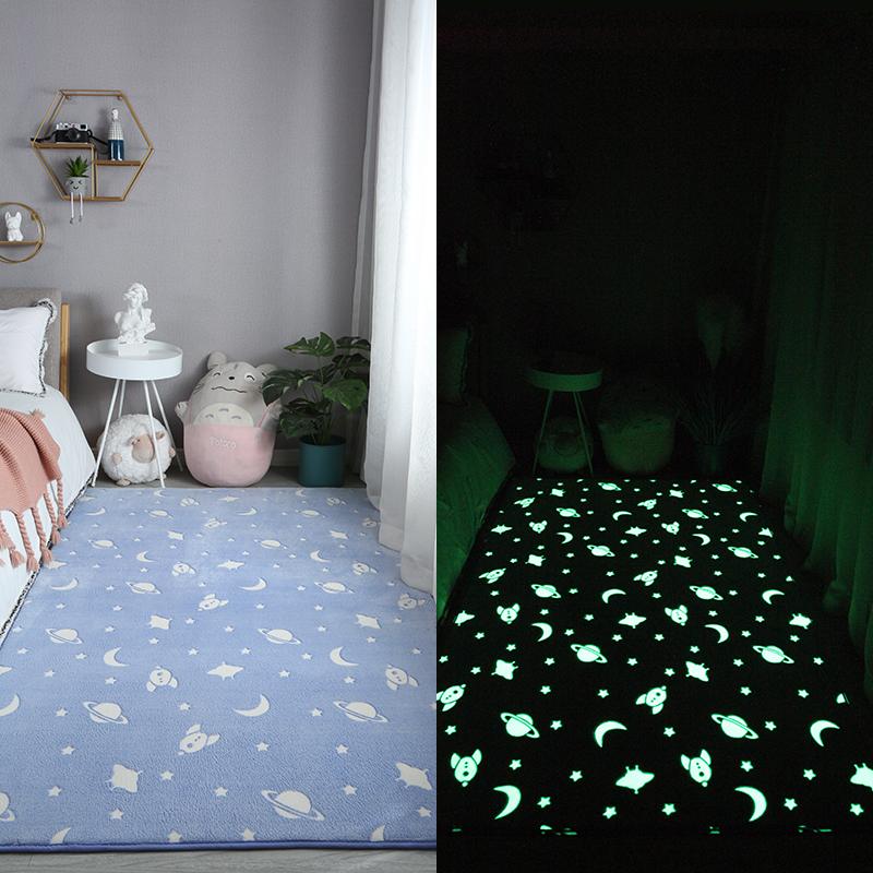 Carpet On The Floor House For Children Bedroom Bedside Luminous Carpets Modern Home Decor Living Room Soft Furry Mats Cute Rugs