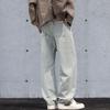 Spring, Autumn and Winter Four Seasons European and American New Wide-leg Tooling Straight Denim Trousers Men Trendy Men