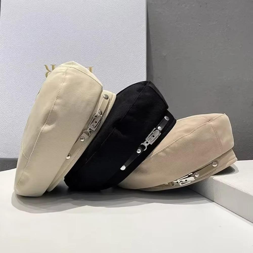 Cotton Octagonal Hat Adjustable Metal Buckle Beret Retro Painter Hat  Autumn and Winter
