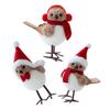 3Pcs Artificial Birds for Tree Decor Standing Bird Ornaments with Scarf Hat Christmas Tabletop Decoration Ornaments of Birds