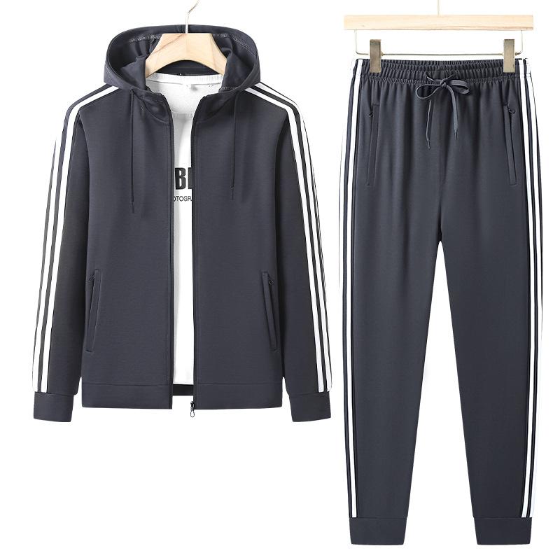 Pamuklu Spor Giyim Seti Erkek Sonbahar ve Kış Rahat Hırka Sweatshirt Koşu İki Parça Set