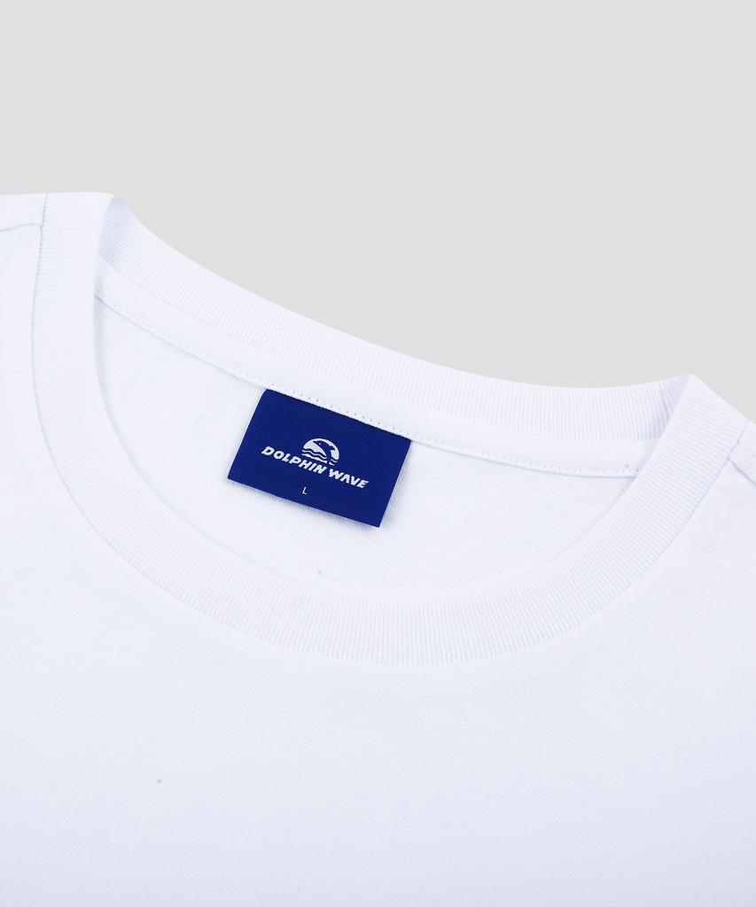 DOLPHIN WAVE APPAREL [3-Pack] Dolphin Mini Chain Embroidery 16-Count Short Sleeve T-Shirt White & White & White