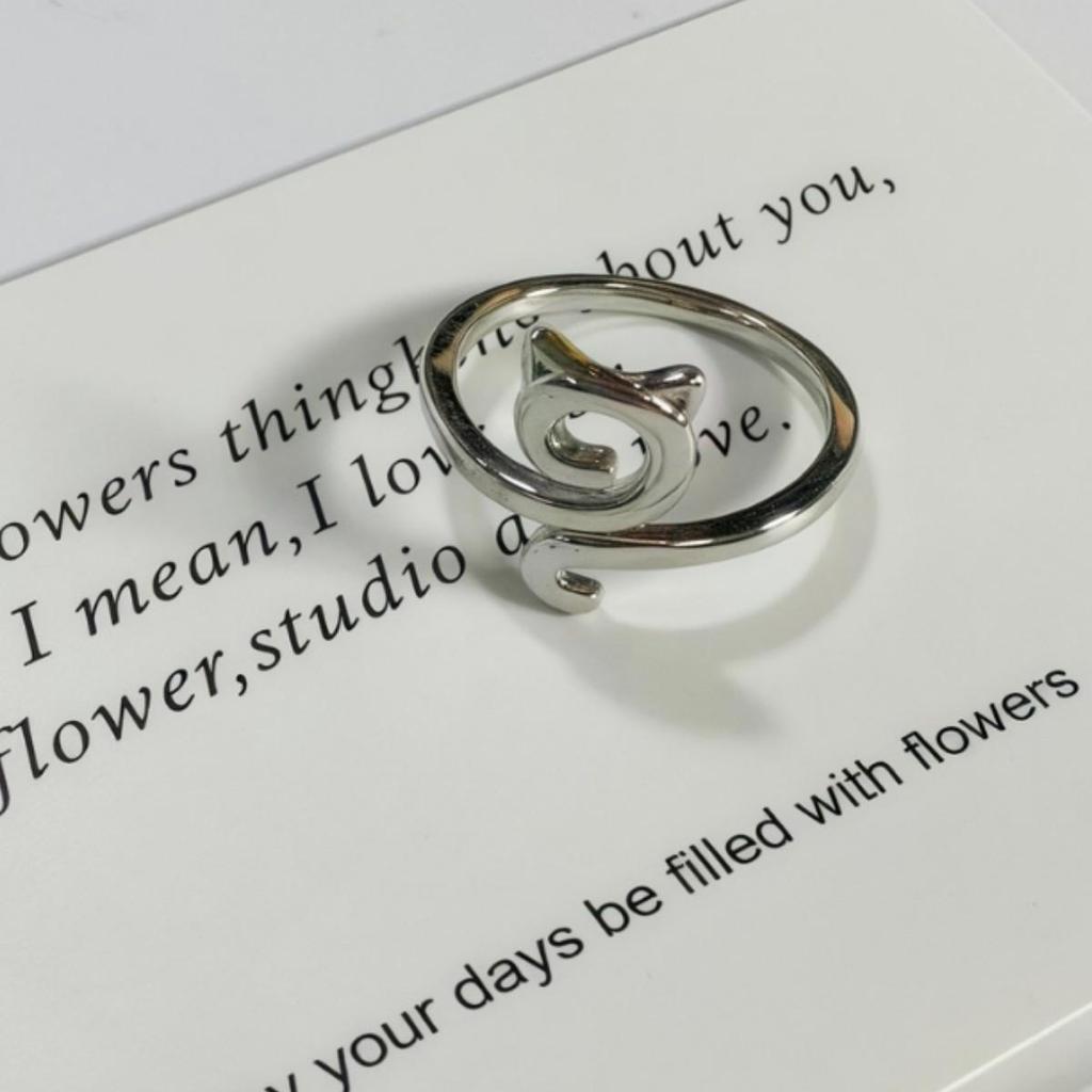 European & American Geometric Cat Adjustable Ring - Simple & Versatile