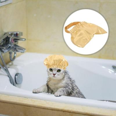 Su Geçirmez Evcil Hayvan Banyo Şapkası Yeniden Kullanılabilir Ayarlanabilir Lastikli Kedi Duş Şapkası PU Nefes Alabilir Kulak Korumalı Evcil Hayvan Şapkası Küçük Evcil Hayvanlar