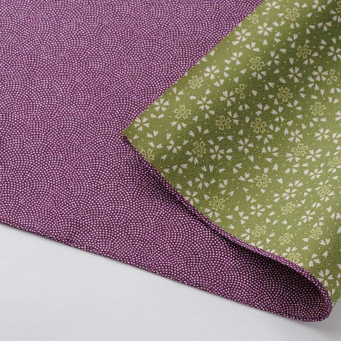 Musubi Furoshiki Wrapping Cloth 45cm Reversible Same Murasaki/Green Made in Japan 10168-101