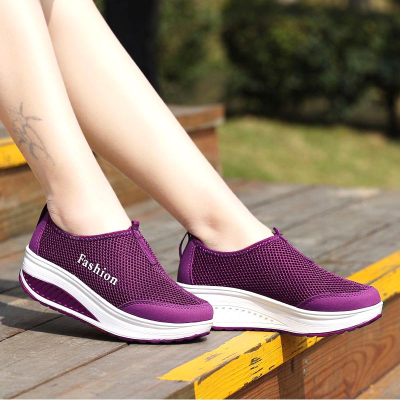 

Women Sneakers Slip On Shoes Women Comfortable Mesh Lightweight Wedge Sneakers Non Slip Walking Shoes for Women Outdoor 40 фіолетовий