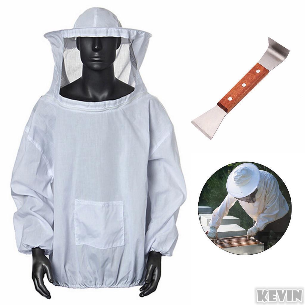 New Beekeeping Bee Keeping Suit Jacket/&Gloves/& Bee Hive Brush /& J Hook Hive Tool Set