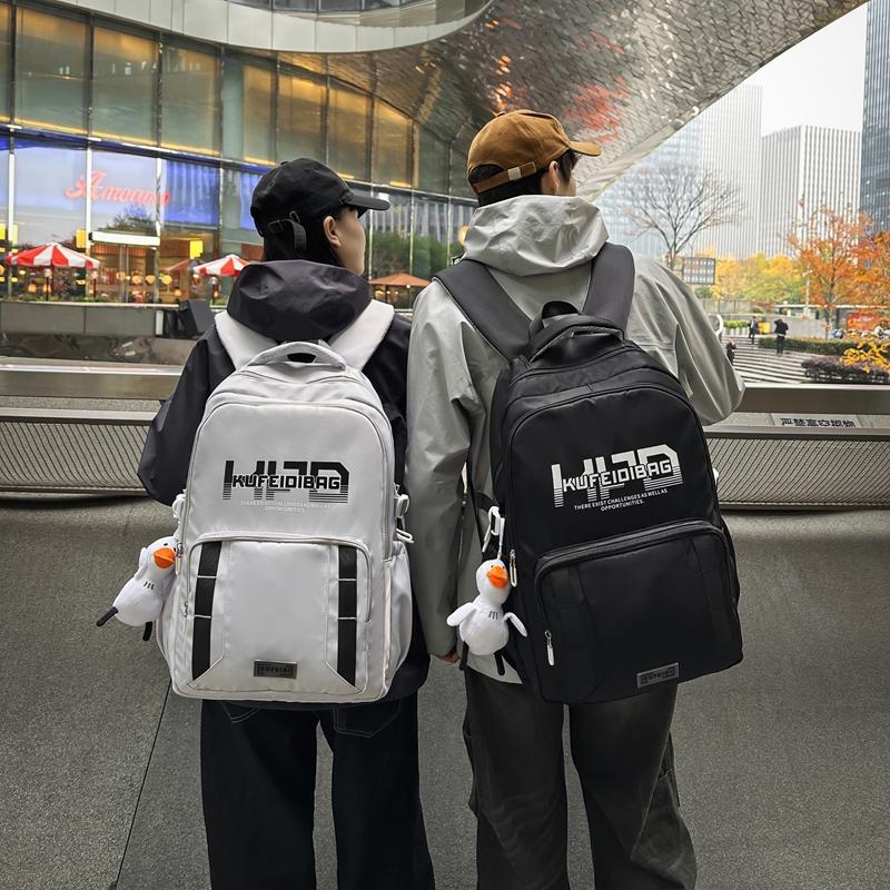 Large Capacity Backpack Men's Travel Backpack Solid Color Student Schoolbag