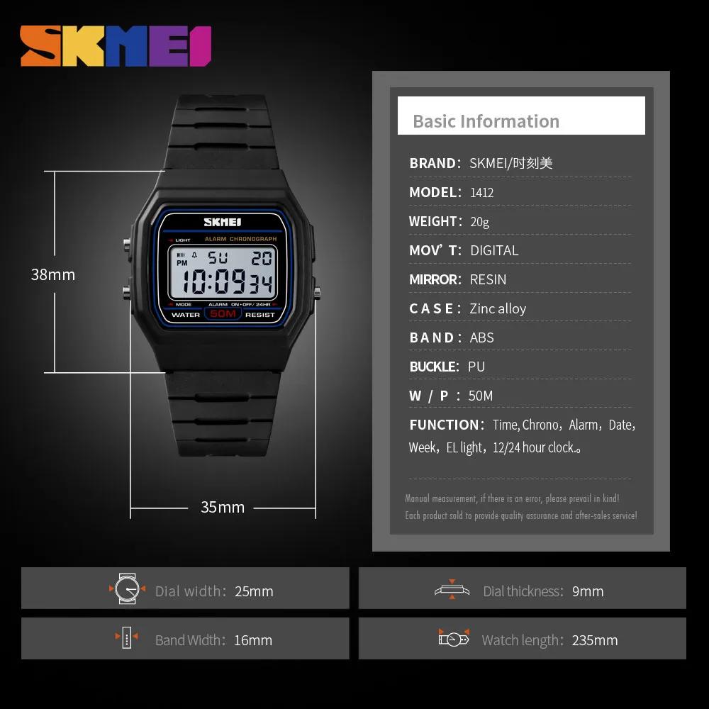 SKMEI 1412 Digitale Horloge voor Vrouwen Koppel Countdown Waterdicht Sport Datum Week Dames Polshorloges Meisjes Klok 1328 Relogio Feminino