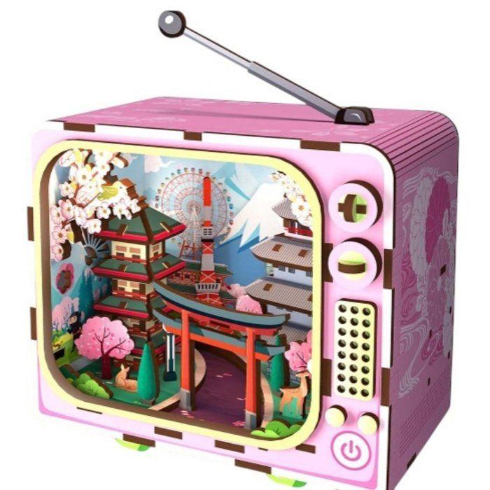 Book Nook - Kit DIY à construire Maquette 3D Serre Livre - TV Fuji - 12,5 x 8 x 13 cm