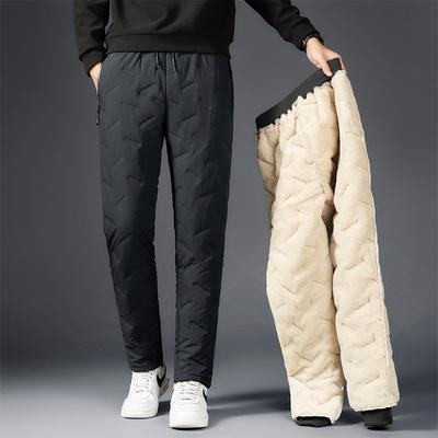 Warme Herrenhose, Winter-Plüsch-verdickte Hose, winddicht, kältebeständig, Hose mit geradem Bein, einfarbig, bequem, warm halten, Hose in Übergröße