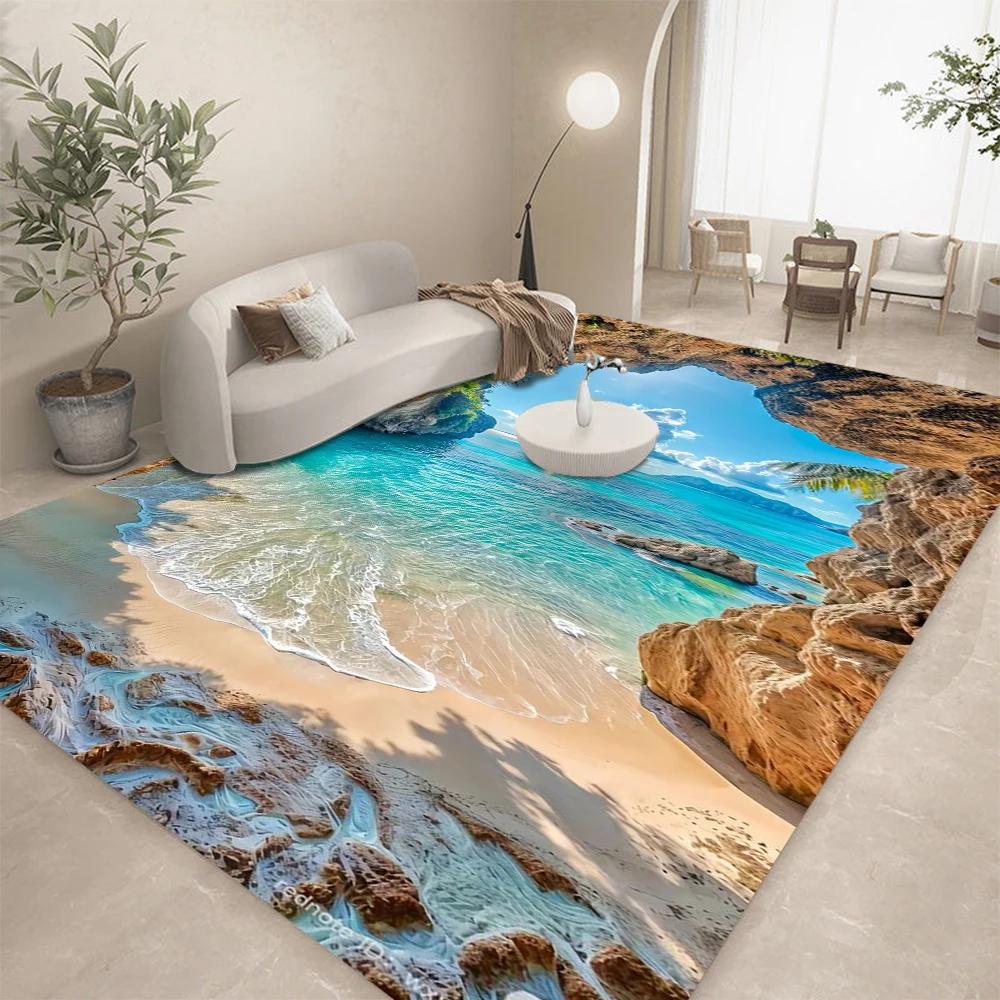 3D Ocean Seawater Beach Water Area Rug,Carpet Rug for Living Room Bedroom Sofa Doormat Decor,Kid Play Crawl Non-slip Floor Mat