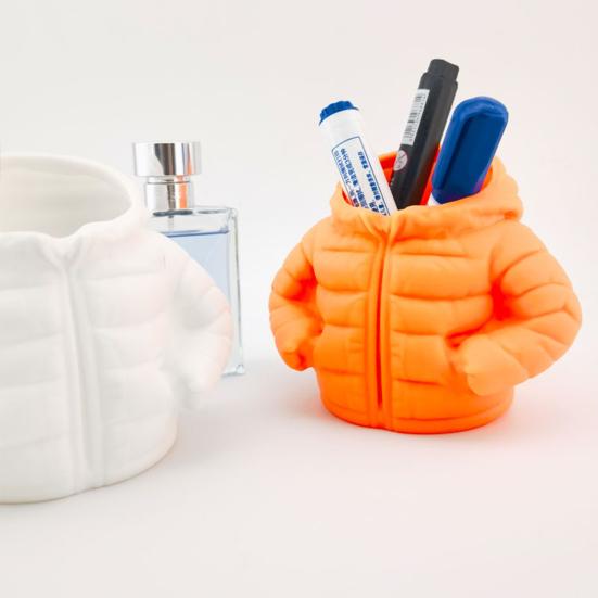 Down Jacket-Shaped Pen Holder Creative Desk Organizer for Makeup Brushes And Stationery Creative Unique School Supplies
