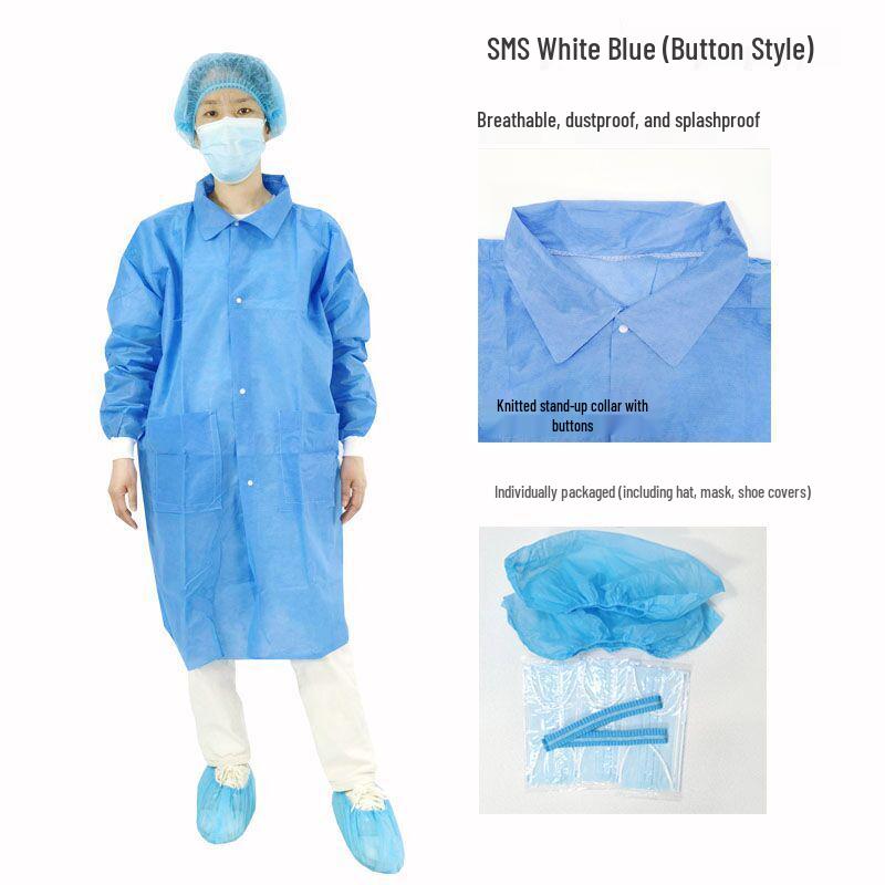 Thickened Disposable Work Suit Set: Dustproof and Isolation Gown with Lab Coat