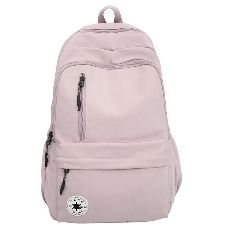 Schoolbag Solid Color Simple Backpack Men's and Women's Trend Original School Bag Students Commuting Light Travel Backpack