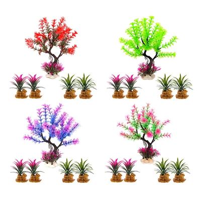 Aquariums Decoration Realistic Plastic Water Plant Simulation Moss Tree with Base for Various Fishtanks Landscape Display
