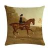 Retro Nostalgische Kunst Pferde-Druck Dekorative Kissenhülle Baumwolle Leinen Haus Auto Sofa Kissenbezug Heimdekoration 45X45cm