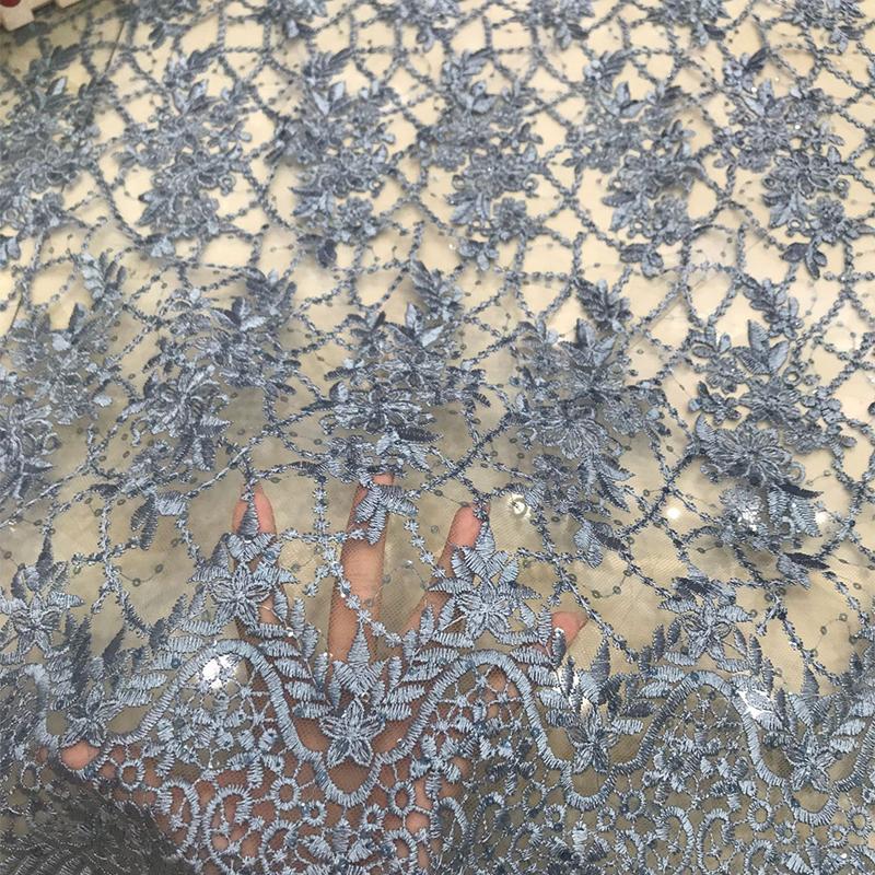 1yard Embroidered Mesh Fabric Cheongsam Dress Costume Dance Wear DIY Sewing Lace Fabric French Design 3D Embroidery Cloth