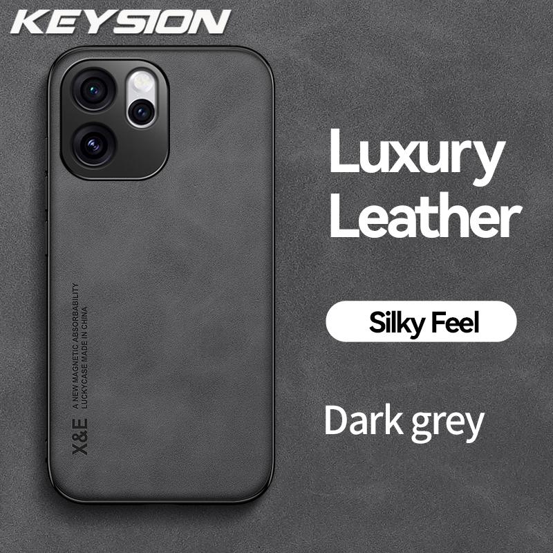 KEYSION Luxury Retro PU Leather Phone Case for OPPO Reno 15 Pro Max 5G Silicone+PC Shockproof Phone Cover for OPPO Reno15 F 5G