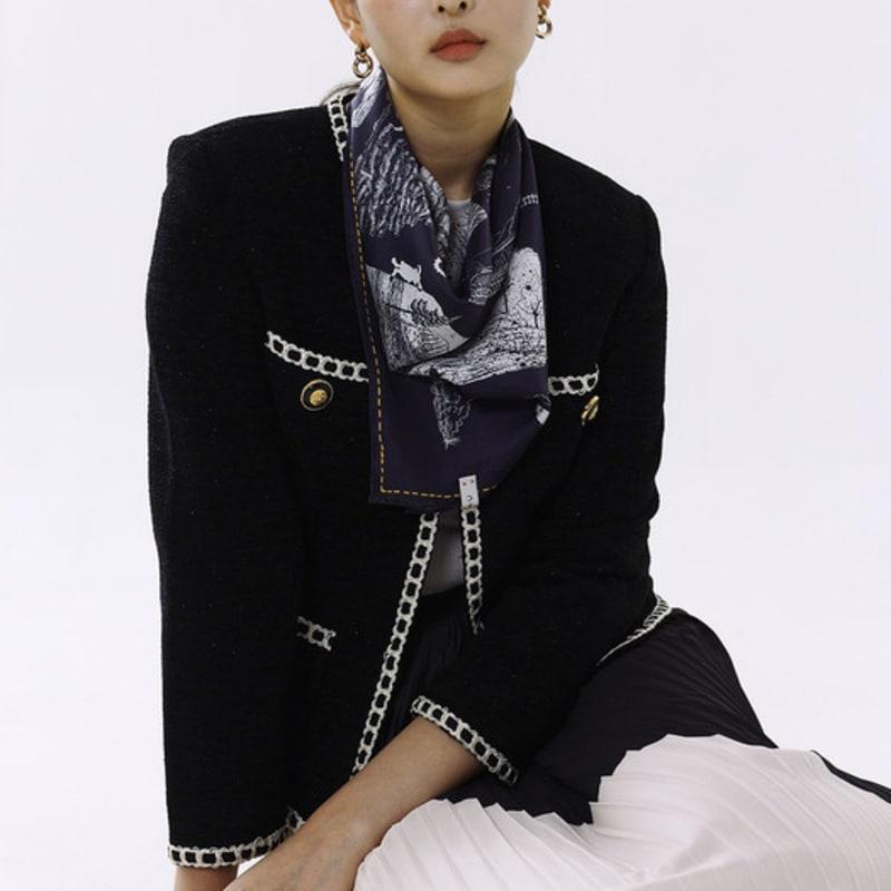 

ONSZ Landscape Sketch Silk Scarf NAVY_FREE