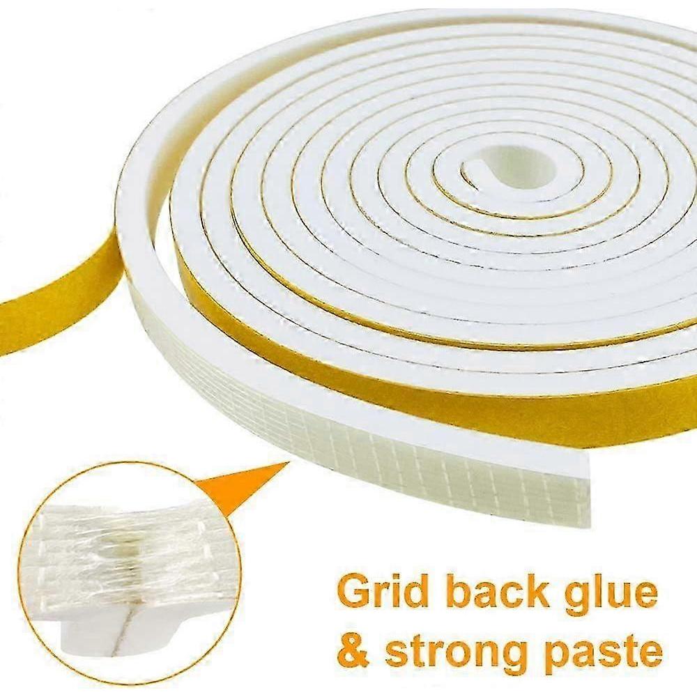 Striscia Adesiva in Schiuma Bianca, 50 mm(in)x6mm(h) Gomma Espansa Autoadesiva Per Porta, Finestra, Resistente Alle Intemperie, Anticollisione, Isolamento Acustico, (2m Lungo X 2 Rotoli