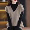 Women Fall Winter Vest V Neck Loose Sleeveless Knitted Solid Color Thick Knitwear Pullover Elastic Keep Warm Sweater Vest