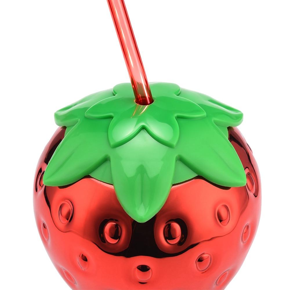 600 ML Creative Cup With Lid Cute Cartoon Shape Portable Water Bottle Strawberry Straw Cup Picnics