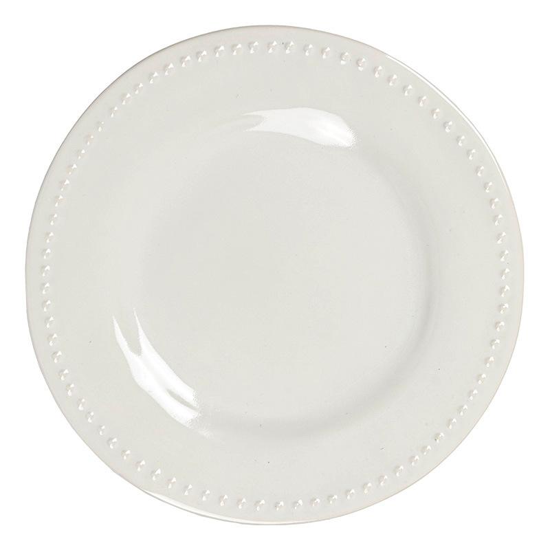 Minimalist Style Pearl Edge Plate Practical Large Plate Dinner Plate Household Restaurant Tableware Vegetable Plate Pasta Plate Round Plate