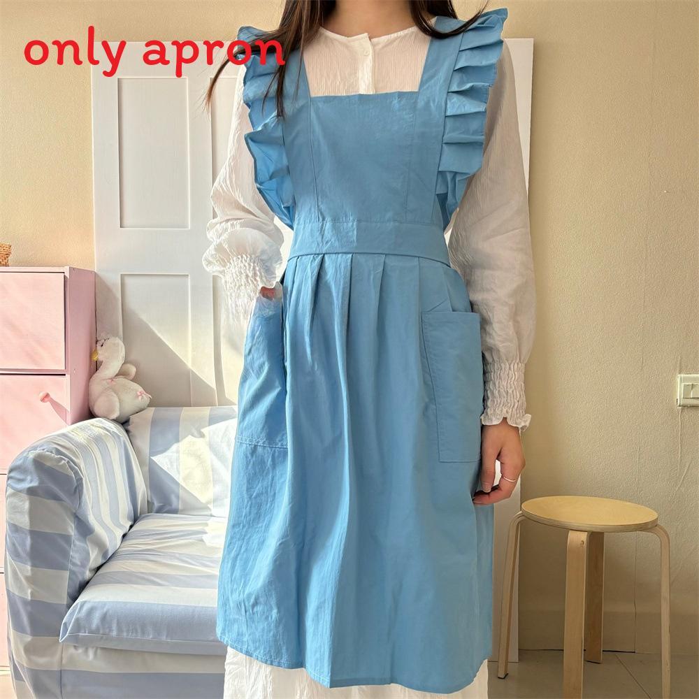 Waterproof Cotton Sleeveless Apron With Floral Edges For Cooking And Art Projects