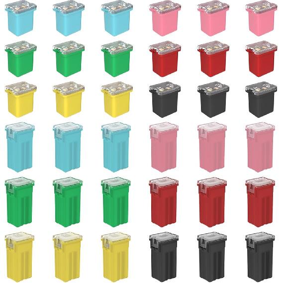 36Pcs Jcase Fuse Car Fuses Assortment Kit Automotive Tall/Standard and Low Profile Jcase Box Shaped Automotive Fuses for Trucks Cars and SUVs (20A,