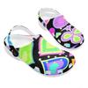 White EVA Clogs with Rainbow Feather Print, Lightweight Slip On Garden Shoes, Breathable Beach Sandals, Indoor Outdoor Slippers for Men Women