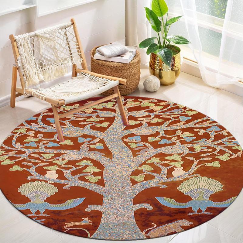 1Pc Tree of Life Circular Print Rug - home decoration Carpet For Living Room Bedroom Flooring Computer Chair Area Rug