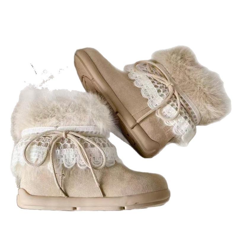 Retro Schneestiefel mit dicker Sohle für Damen, neue vielseitige Kurzschaft-Fleece-Baumwollschuhe