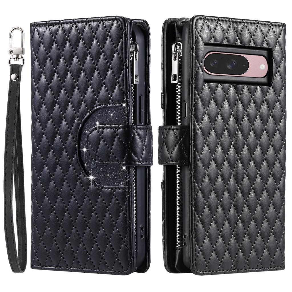 Style 012 for Google Pixel 10 Pro/Pixel 10 Case Zipper Pocket Glitter Leather Phone Cover