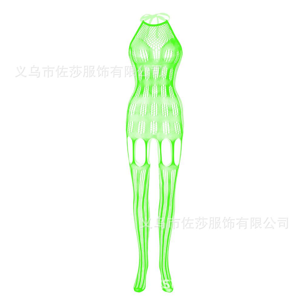 Sex Underwear Sexy Fishnet Socks One-piece Stockings Women's Open Crotch Suspenders Hollow Perspective Temptation One-piece Netwear