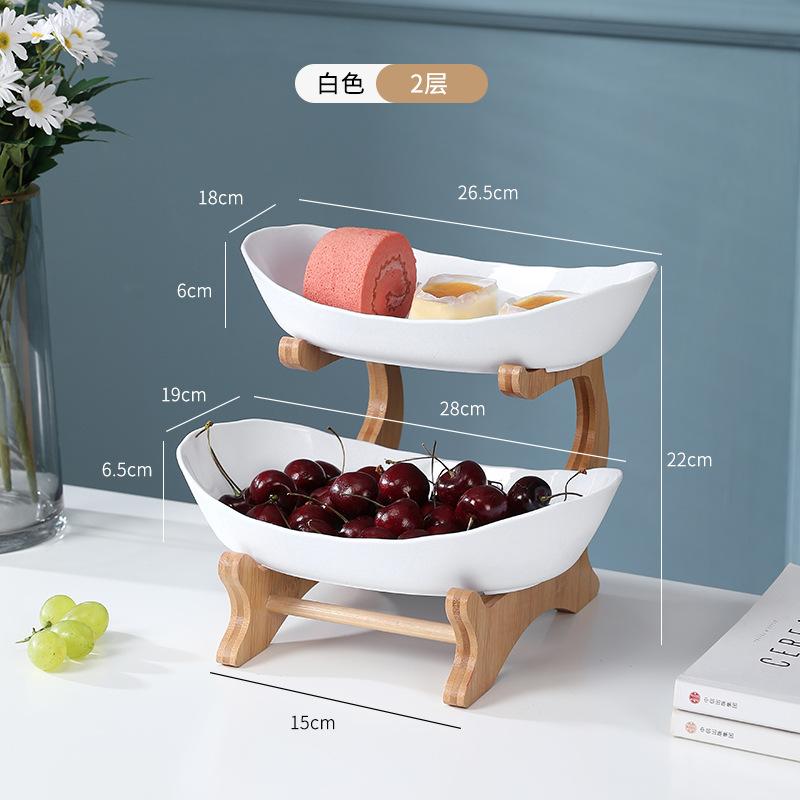 Obstteller Snackteller Hochwertiger Präsentierteller Modern kreativ Wohnzimmer Haushalt Mehrschichtiger Bambus- und Holzrahmen Obstteller