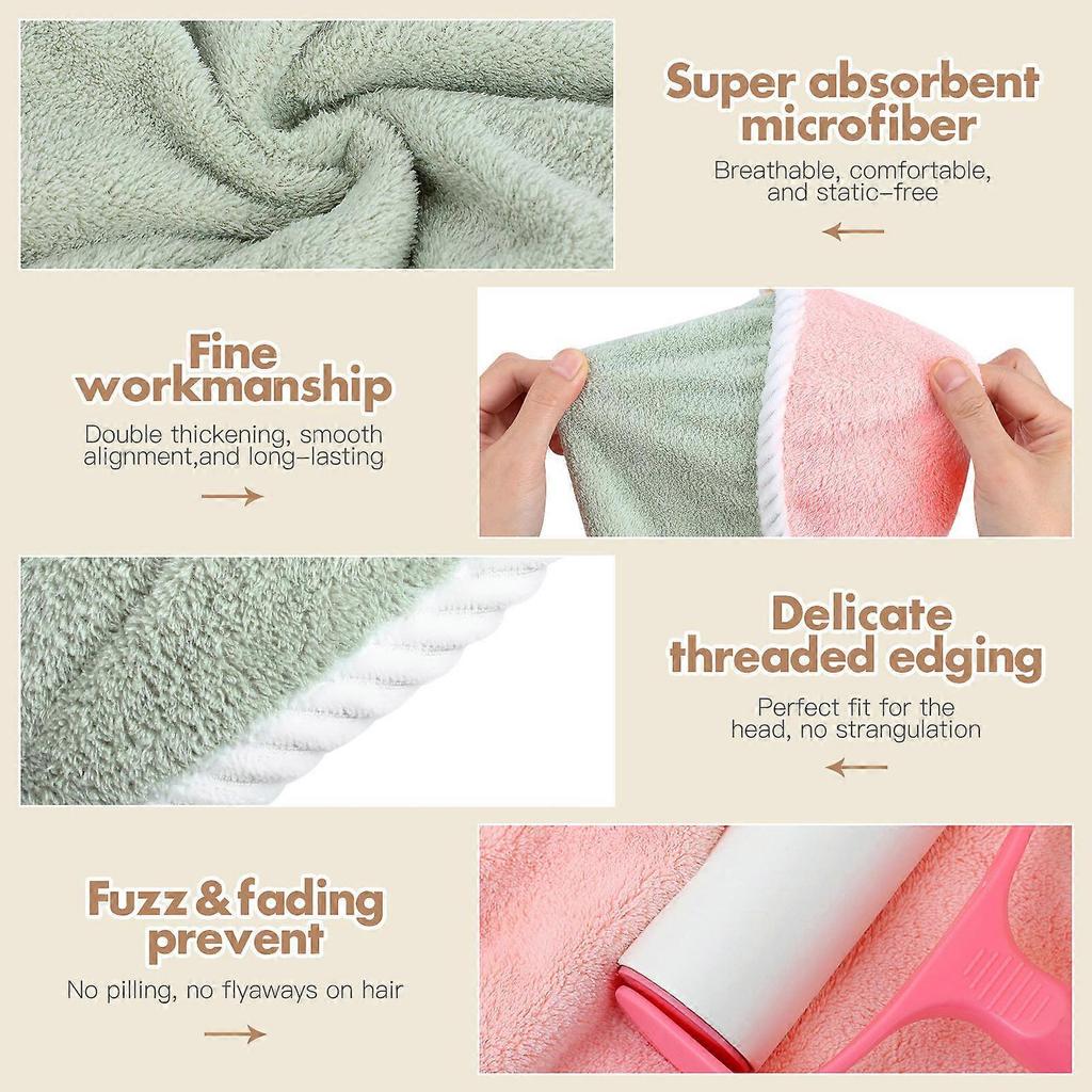 Absorbent Hair Drying Hat Coral Fleece for Women 2Pcs Towel Wraps