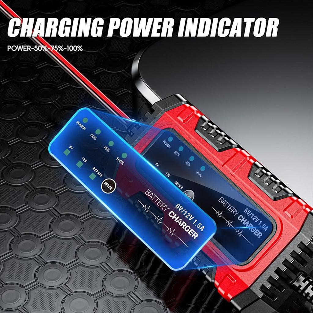 Car Battery Trickle Charger And Maintainer 1.5A 6V/12V Boat Trickle Battery Charger Automatic Tender Maintainer For Car Truck