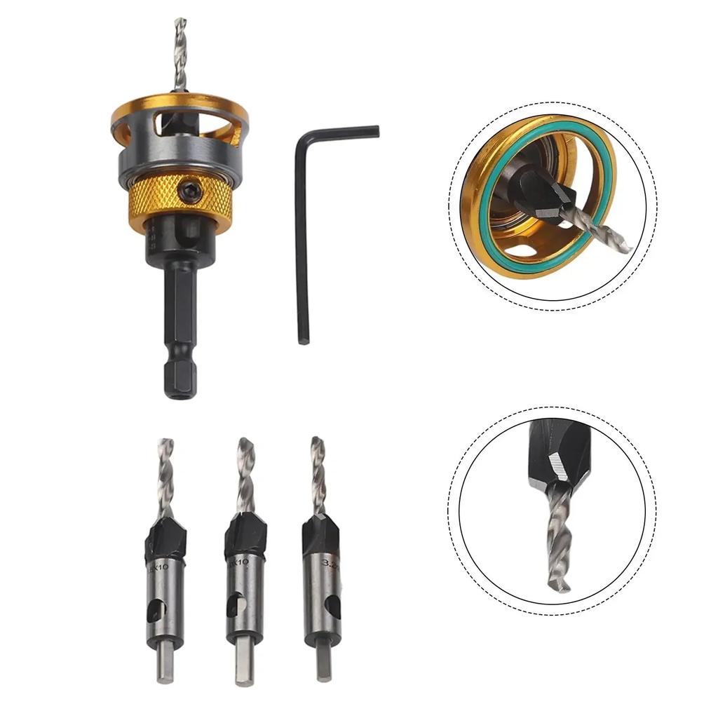 Tapered Guide Drills 4-Piece Drill Bit Set DIY Home Repairs Efficient Chip Evacuation Exceptional Hardness 120g