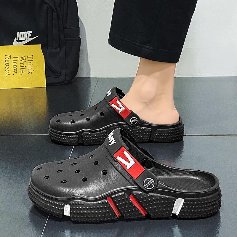 Men's Oversized Hollow Garden Shoes - Soft Sole Casual Sandals & Slippers for Outdoor Beach Fashion