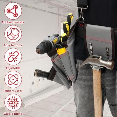 Tool Belt with Suspenders Oxford Cloth Portable Electrician Utility Waist Pouch Multi Pockets Adjustable Gardening Tool Bag