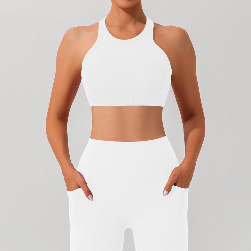 

Export Sling Beautiful Back Vest Thread Yoga Bra Running Quick-Drying Sports Intimates Female Fitness Yoga Wear Tops White XL/10