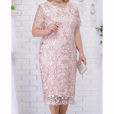 Abiti Estivi Invitata Matrimonio Donna Manica Corta Pizzo Floreale Elegante Aderente Formale Abiti da Festa
